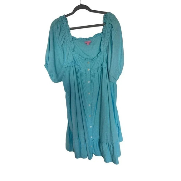 Stoney Clover Women's Blue Button Front Short Sleeve Ruffle Dress Size 2X - Picture 5 of 5